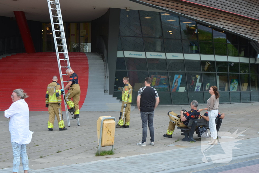 Brandweer haalt dode kraai van schoolgebouw