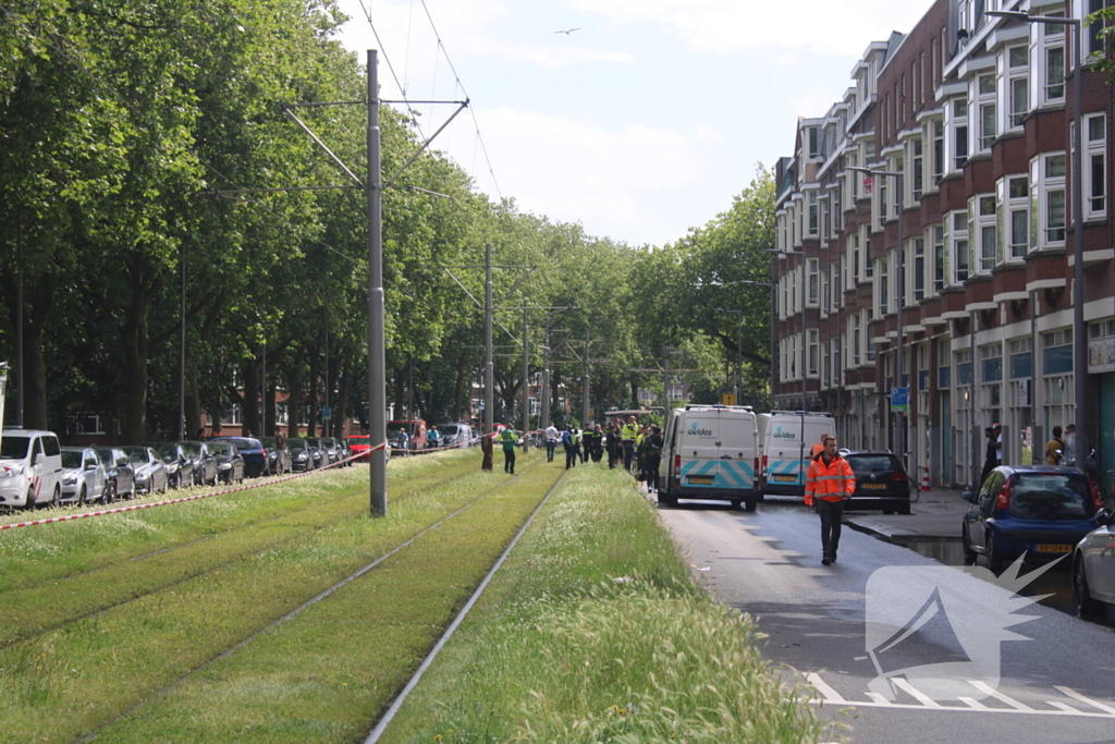 Tramverkeer gestremd vanwege leidingbreuk