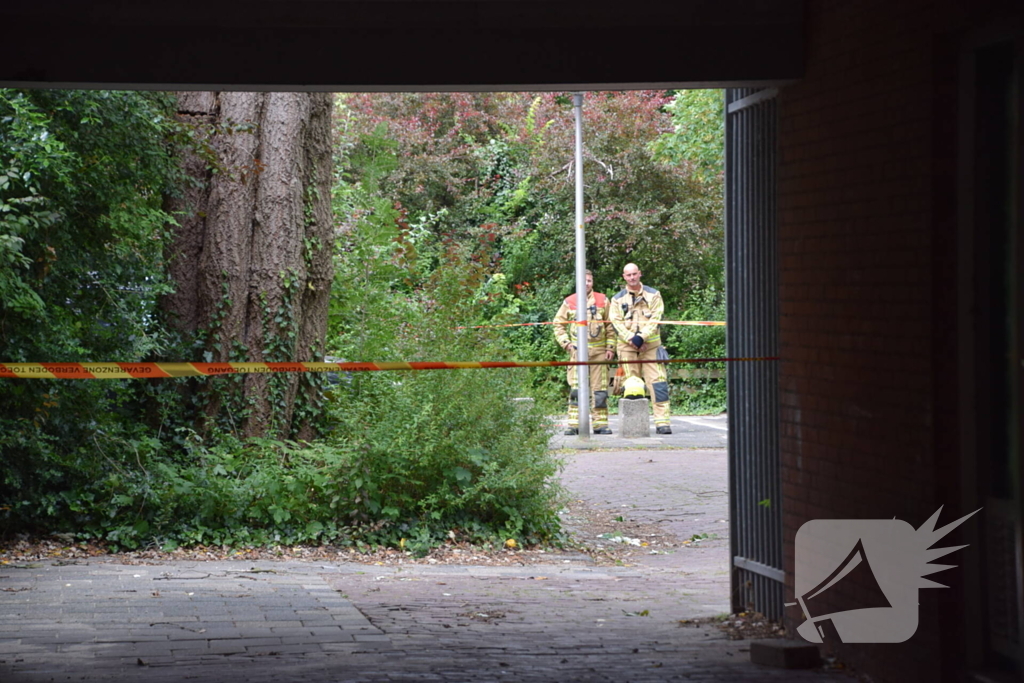 Grote boom dreigt om te vallen door storm