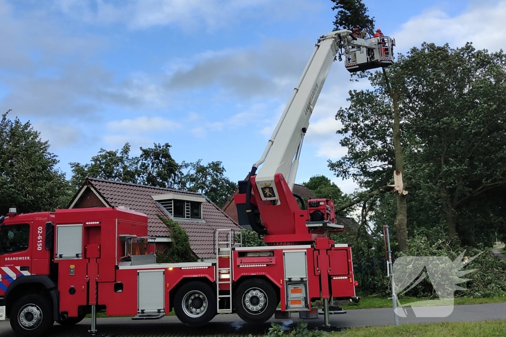 Brandweer verwijderd afgewaaide tak die op boerderij valt