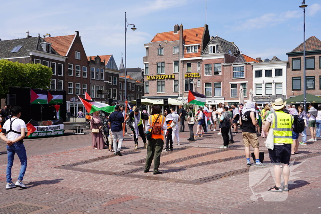 Grote groep mensen aanwezig bij pro-Palestina demonstratie