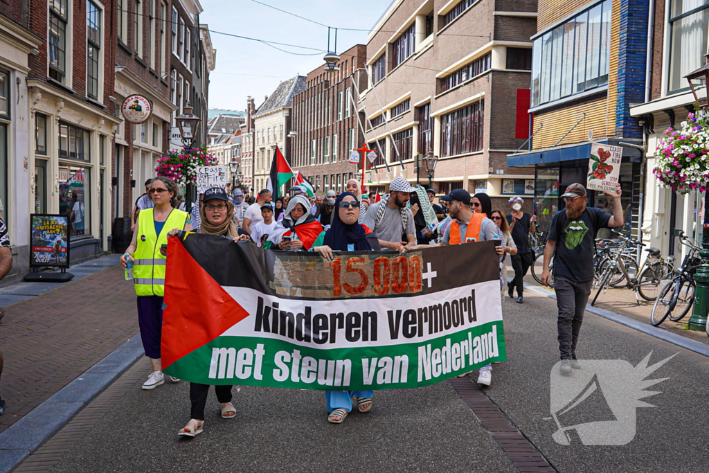 Grote groep mensen aanwezig bij pro-Palestina demonstratie