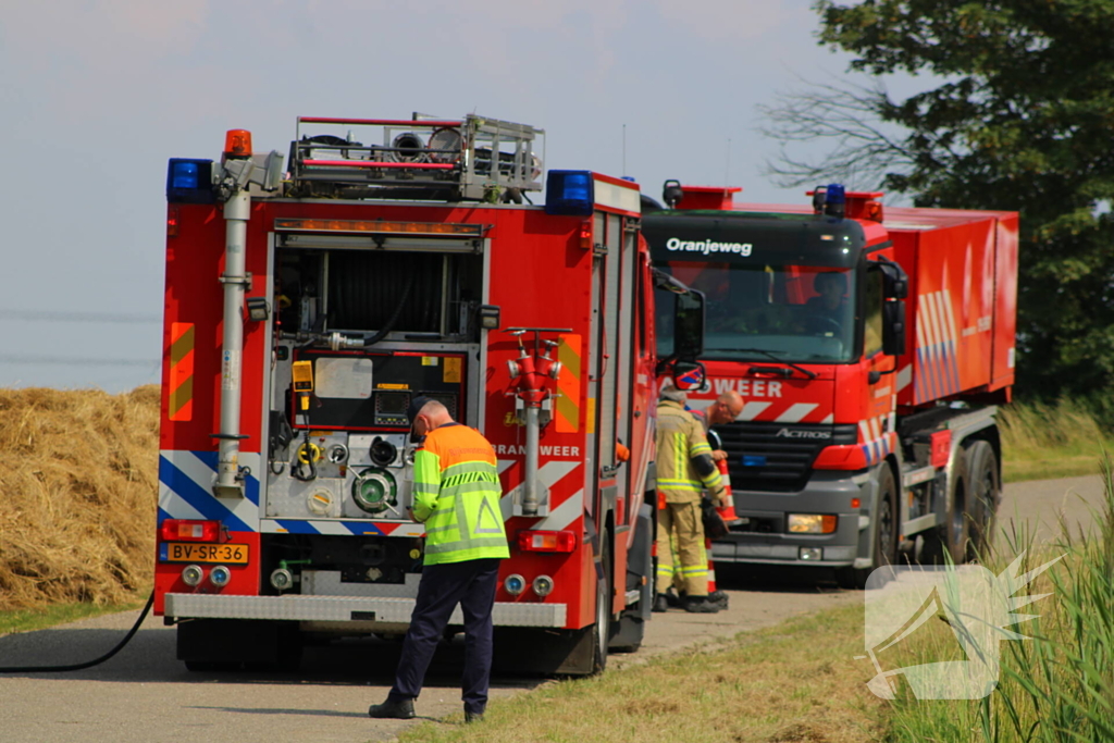 Brandweer ingezet voor brandend geperst hooi