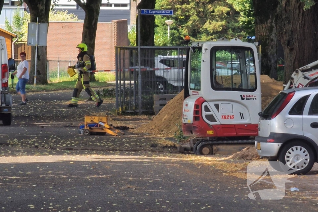 Gasleiding geraakt tijdens werkzaamheden