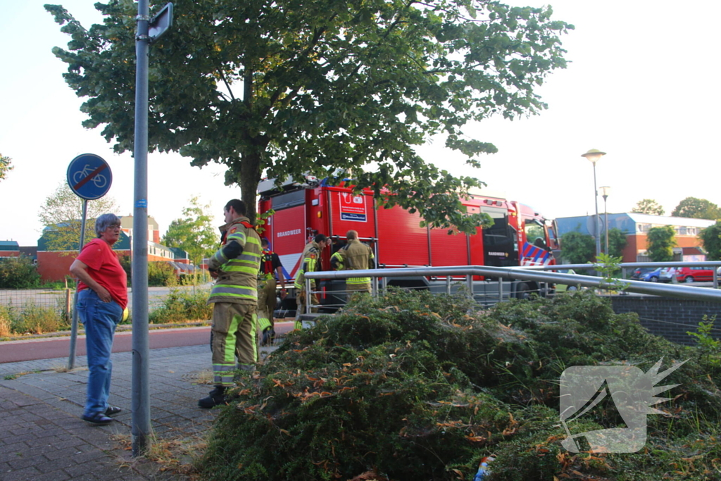 Brandweer dooft buitenbrand met emmer water