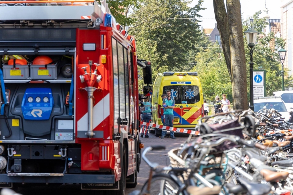 Brandende bouwmaterialen in binnenstad