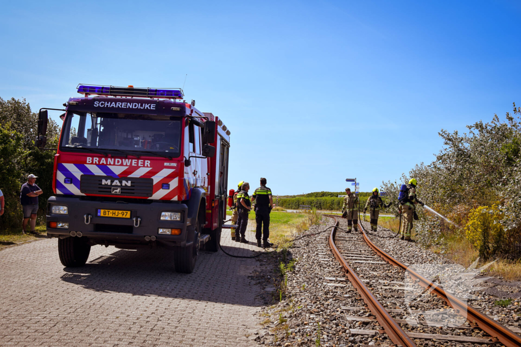 Brandweer ingezet voor brand in berm bij spoor