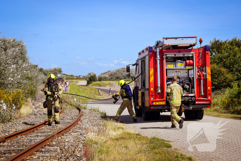 Brandweer ingezet voor brand in berm bij spoor