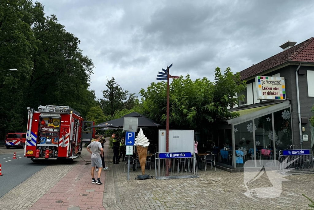 Forse rookontwikkeling door brand in keuken van eetcafé