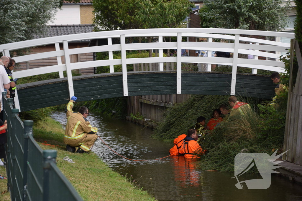 Persoon vast onder brug, brandweer ingezet