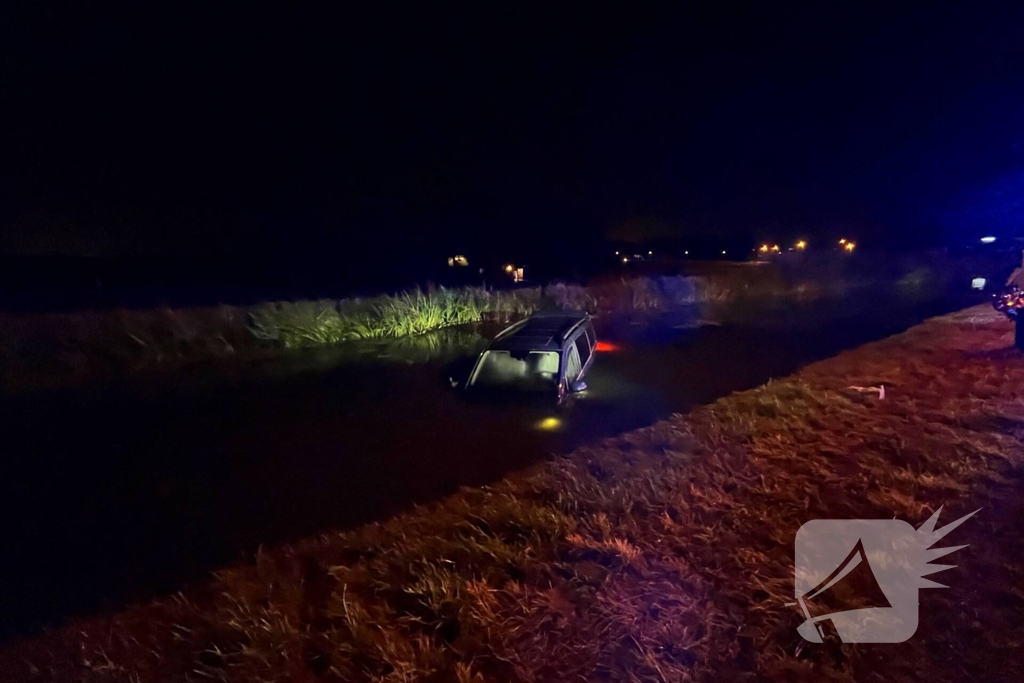 Voertuig met bestuurder en hond raken te water