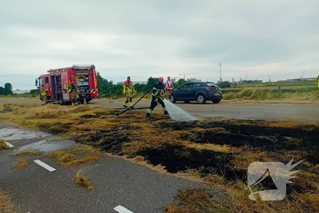 Aantal meters berm in brand