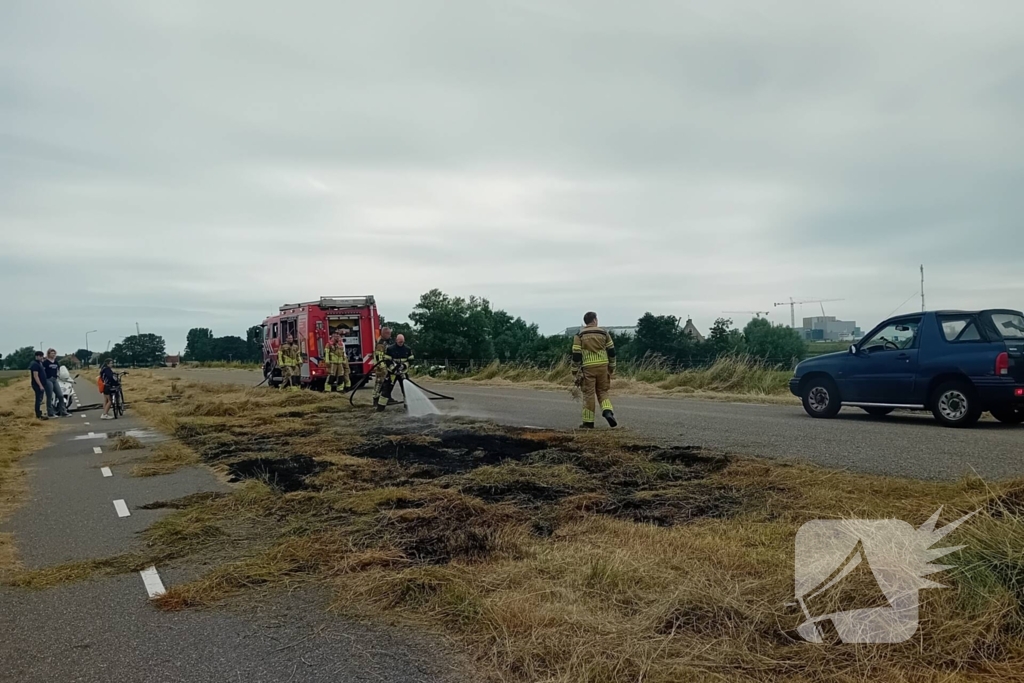 Aantal meters berm in brand