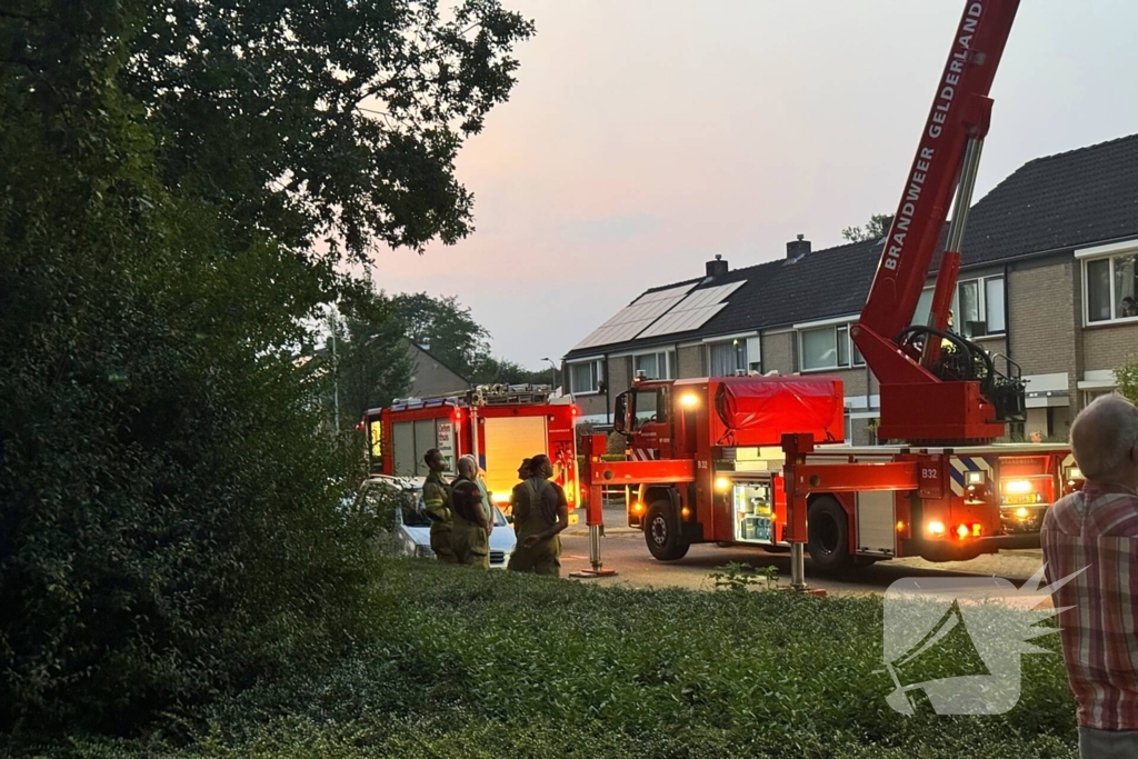 Brandweer verwijdert gevaarlijk hangende tak uit boom