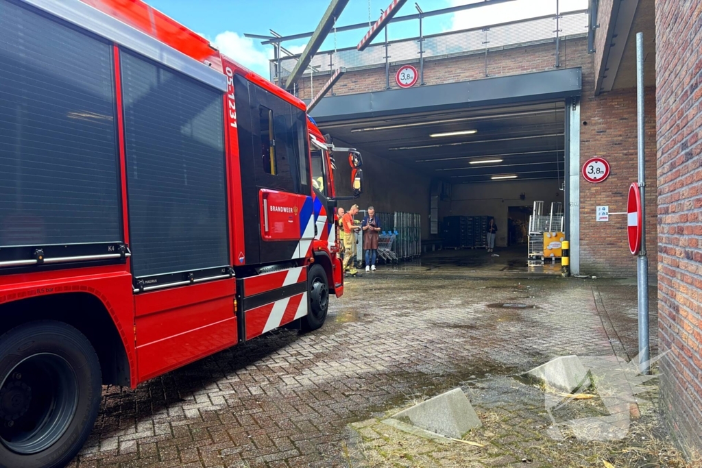 Wateroverlast in magazijn van supermarkt