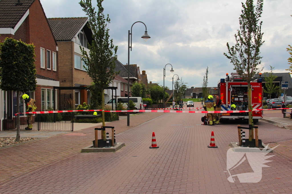 Straat afgesloten wegens gaslucht bij ketel