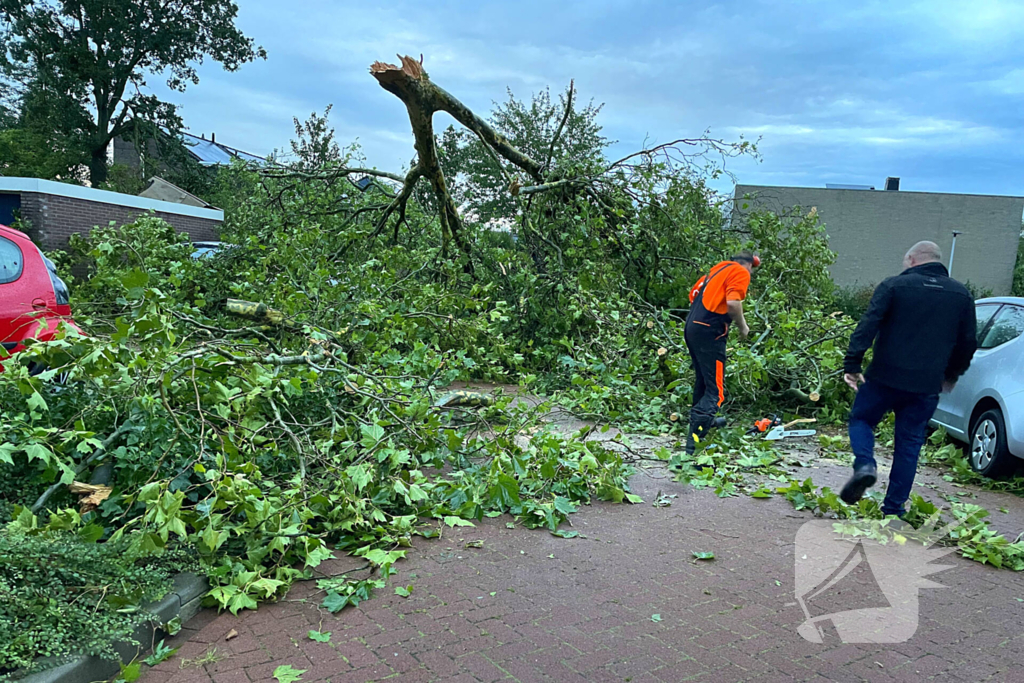 Ravage in straat door storm