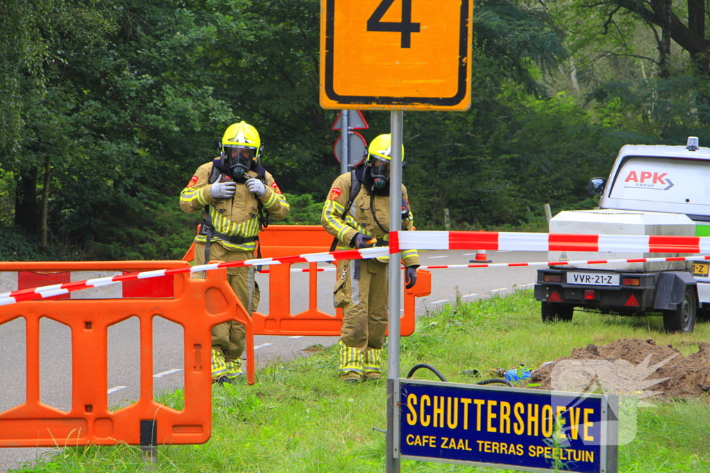 Grondraket boort door gasleiding