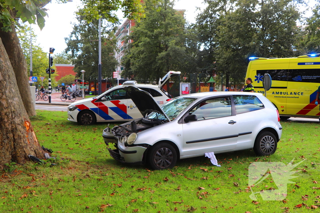 Bestuurder knalt met auto tegen boom