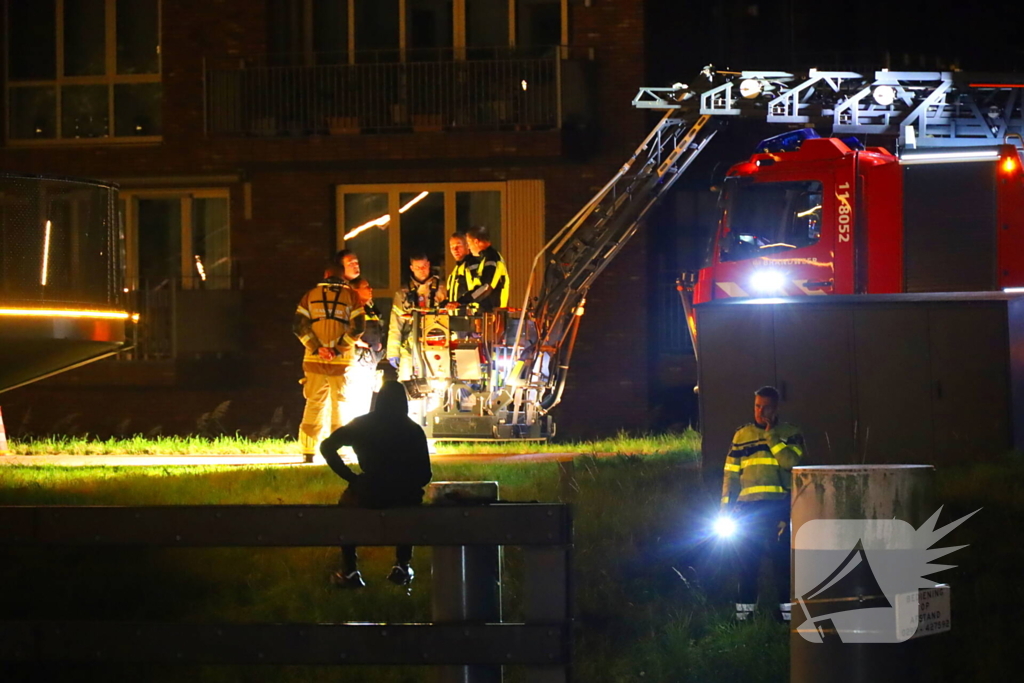 Persoon klimt op palen onder brug en word gebeten door politiehond