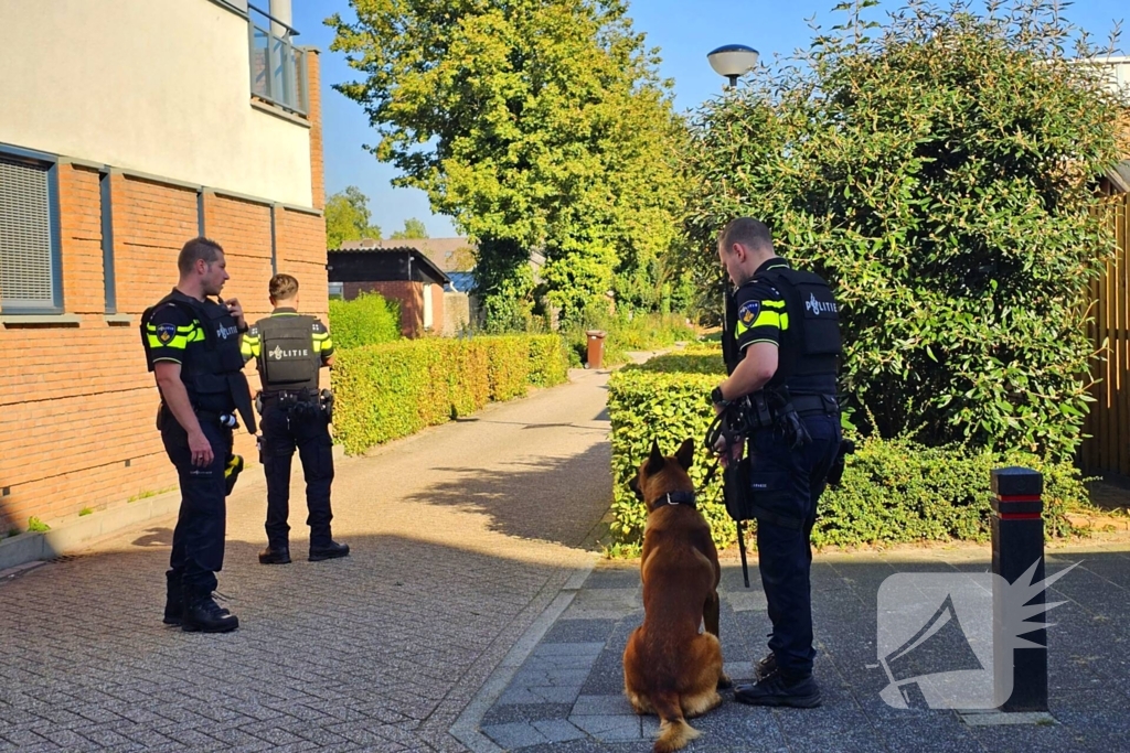 Arrestatieteam houdt persoon aan achter pand