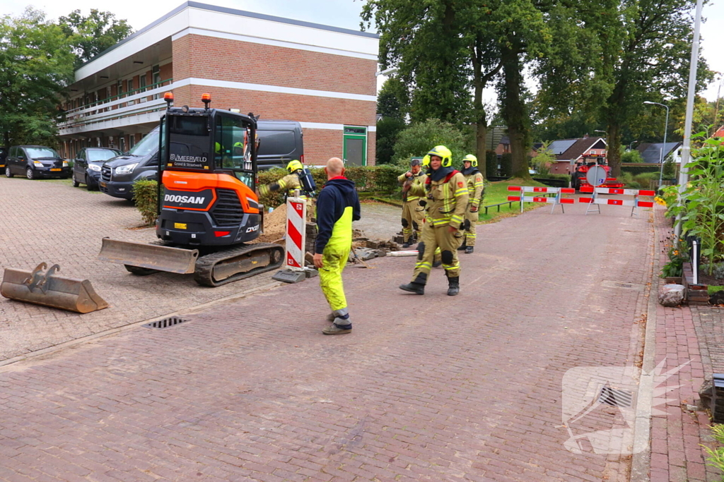 Gasleiding geraakt bij werkzaamheden