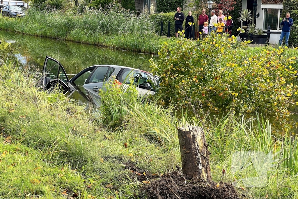 Bestuurster ramt boom en belandt in sloot