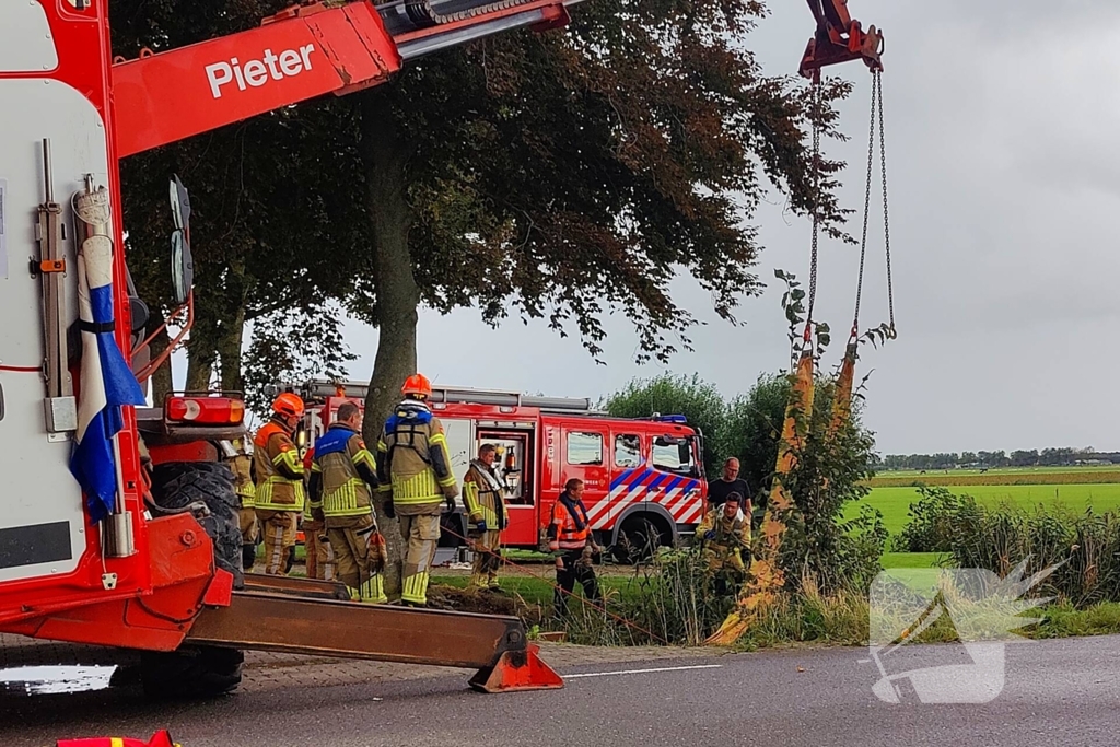 Brandweer haalt met man en macht koppig paard uit sloot