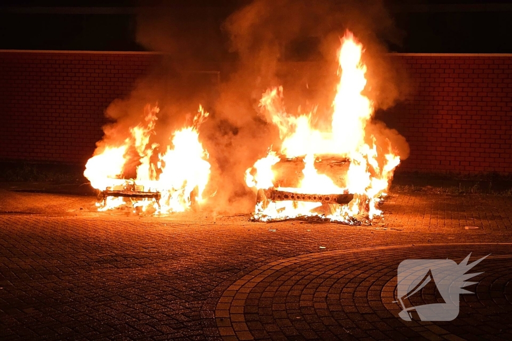 Twee auto's volledig uitgebrand