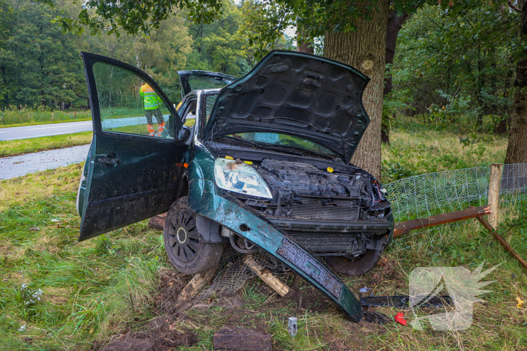 Bestuurder zwaargewond bij botsing tegen boom