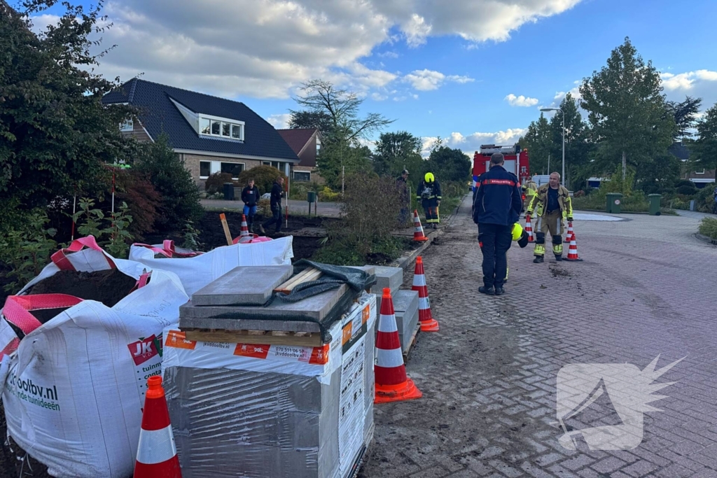 Gasleiding geraakt tijdens tuinwerkzaamheden