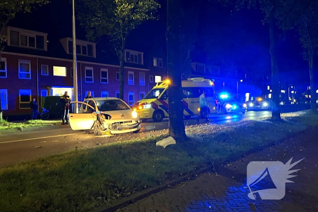 Automobilist botst frontaal op boom