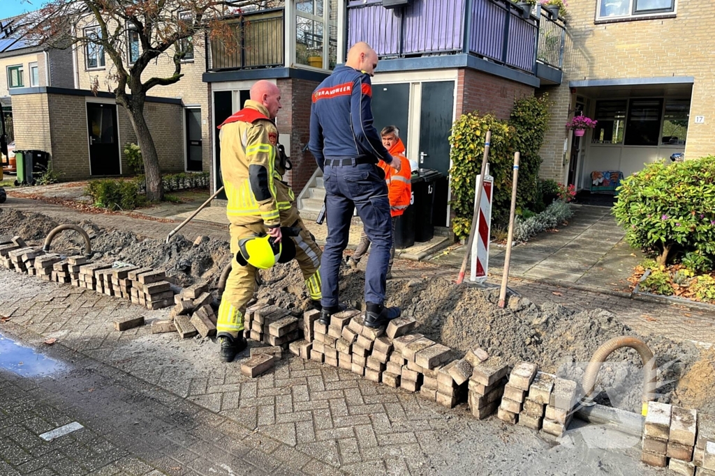 Gasleiding geraakt tijdens werkzaamheden