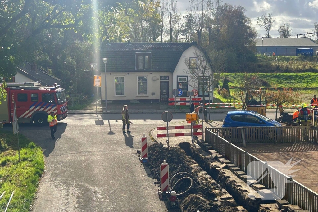 Gasleiding geraakt tijdens werkzaamheden