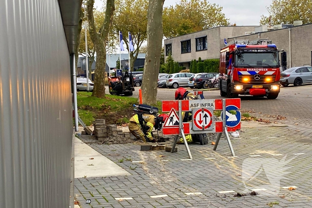 Gasleiding geraakt tijdens werkzaamheden