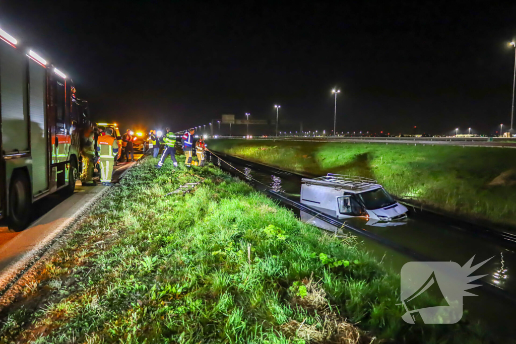 Brandweer bevrijdt te water geraakte bestuurder