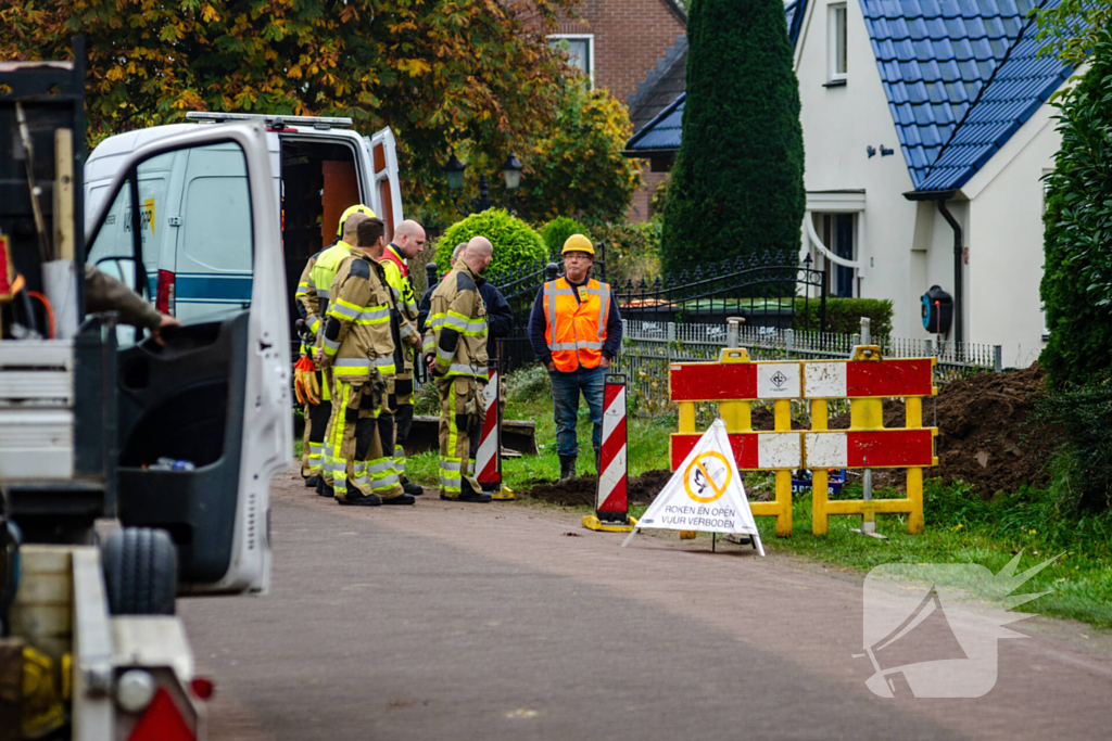 Gasleiding geraakt bij graafwerkzaamheden