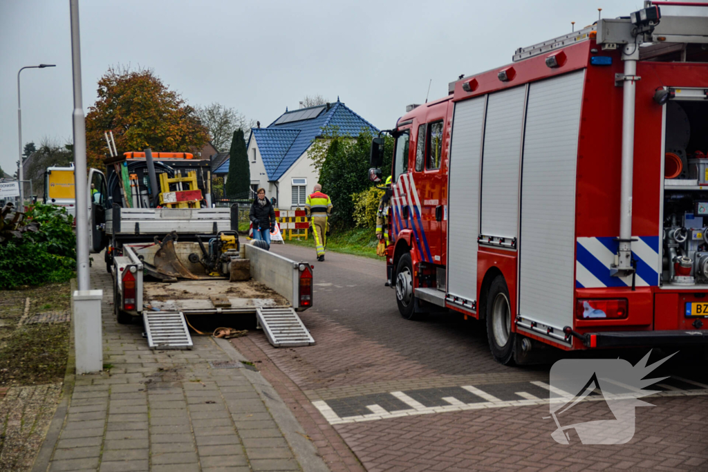 Gasleiding geraakt bij graafwerkzaamheden