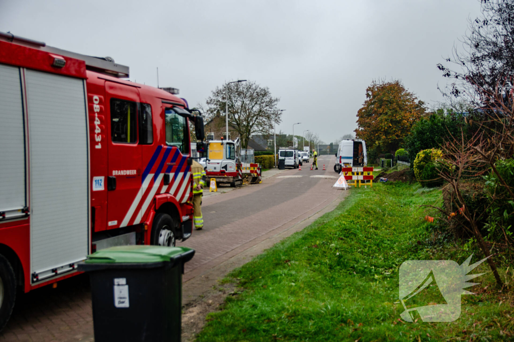 Gasleiding geraakt bij graafwerkzaamheden