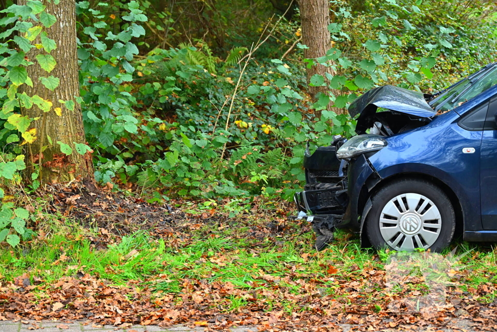 Automobilist botst frontaal op boom