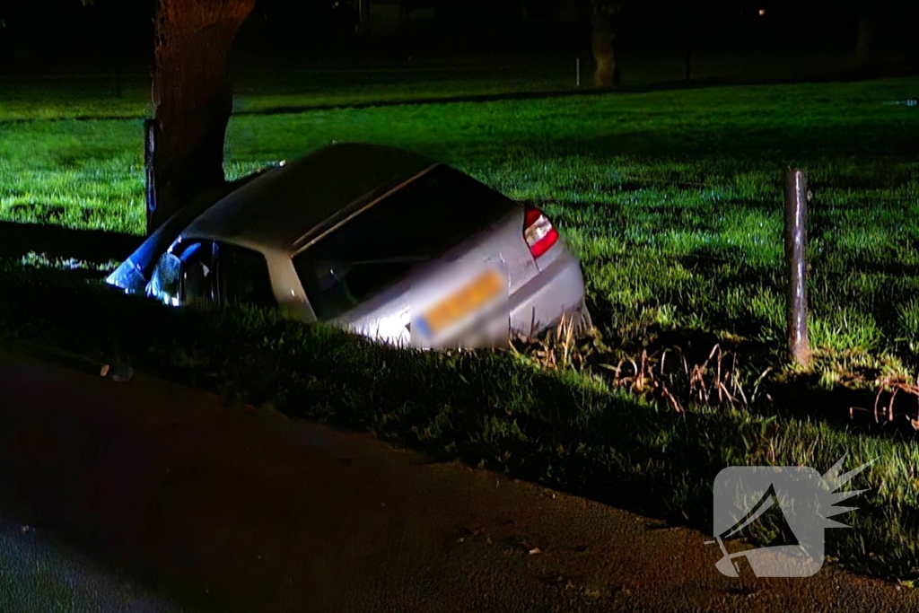 Automobilist raakt van weg en knalt tegen boom