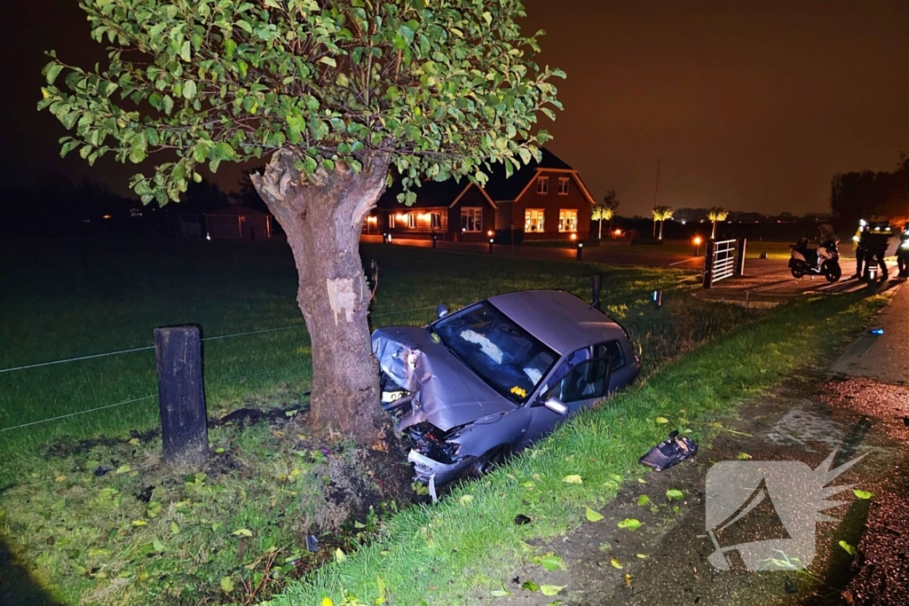 Automobilist raakt van weg en knalt tegen boom