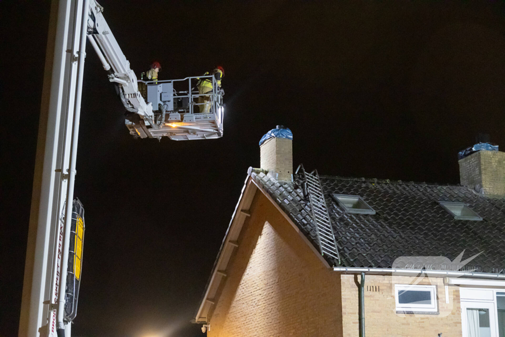 Ladder vormt gevaar tijdens storm Conall