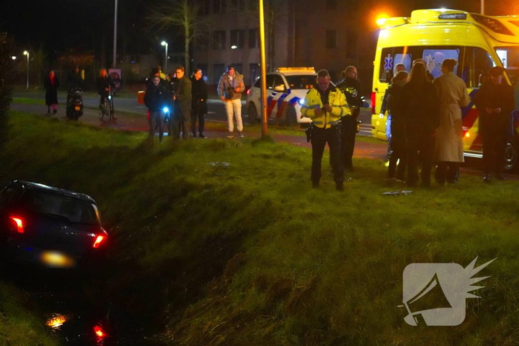 Auto raakt van de weg en belandt in sloot