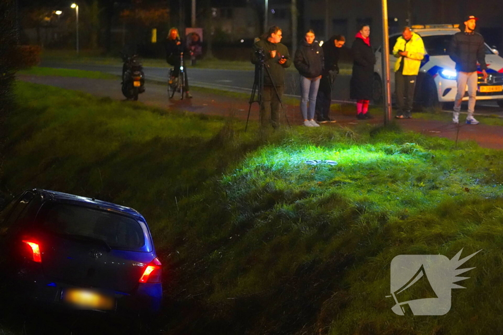 Auto raakt van de weg en belandt in sloot