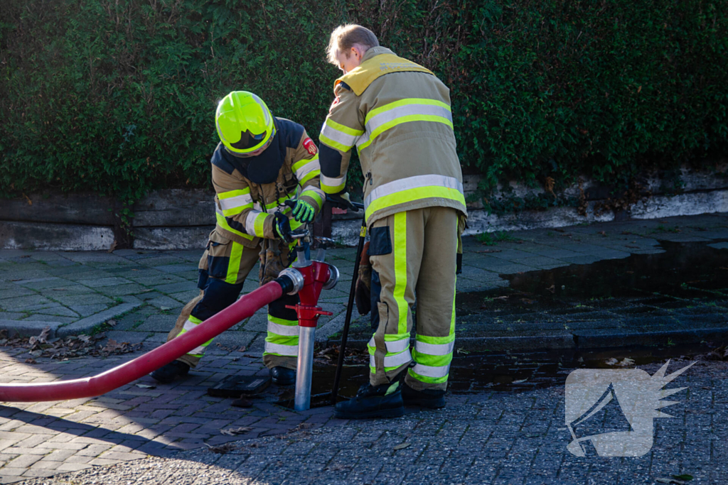 Brandweer blust brand in container