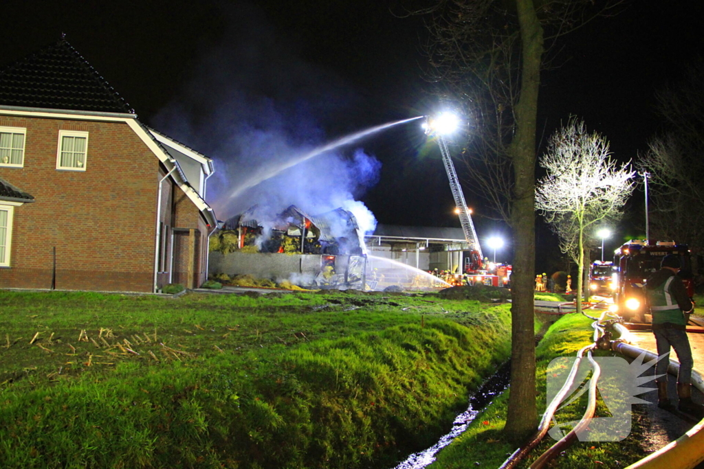 Stal vol hooi verwoest door brand