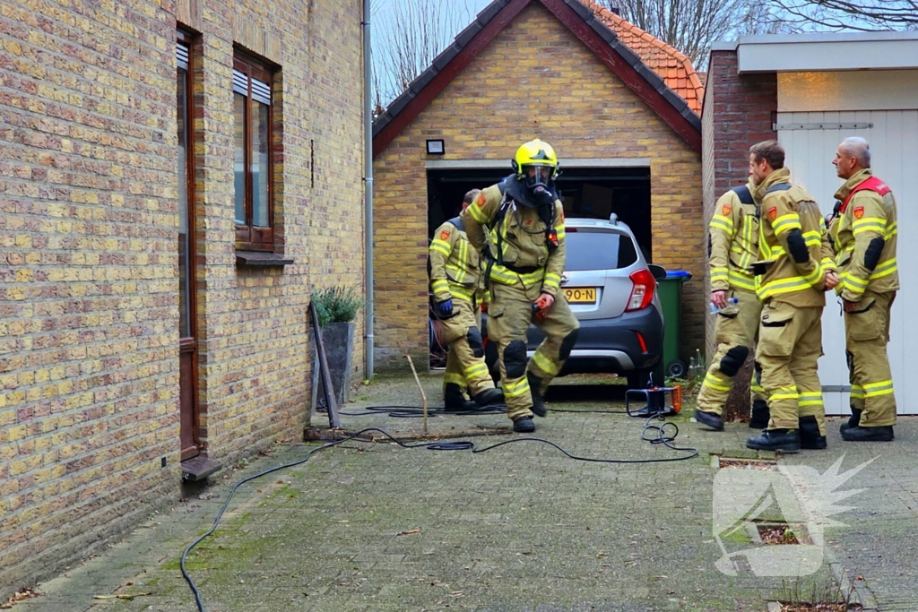 Sauna in kelder van woning vat vlam