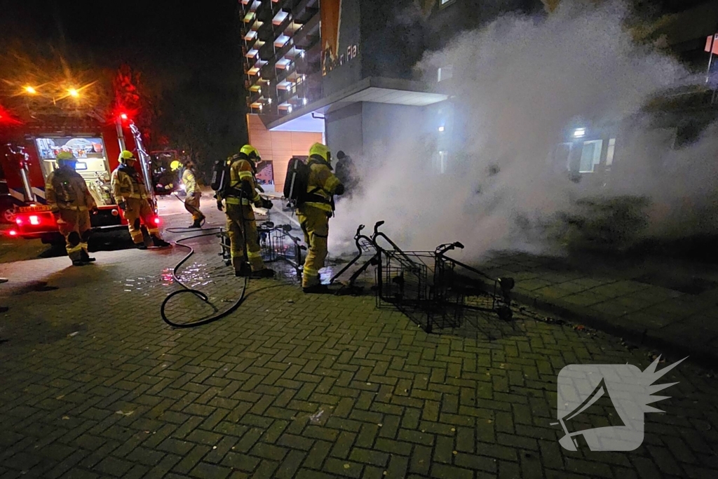 Meerdere winkelwagens in brand gestoken