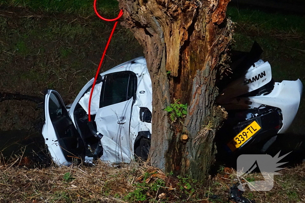 Automobilist klapt op boom